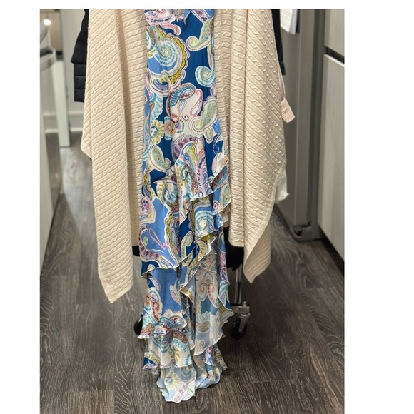 Milly Edra Paisley Ruffle Maxi Dress Blue Multi | Size 2 - Picture 9 of 15